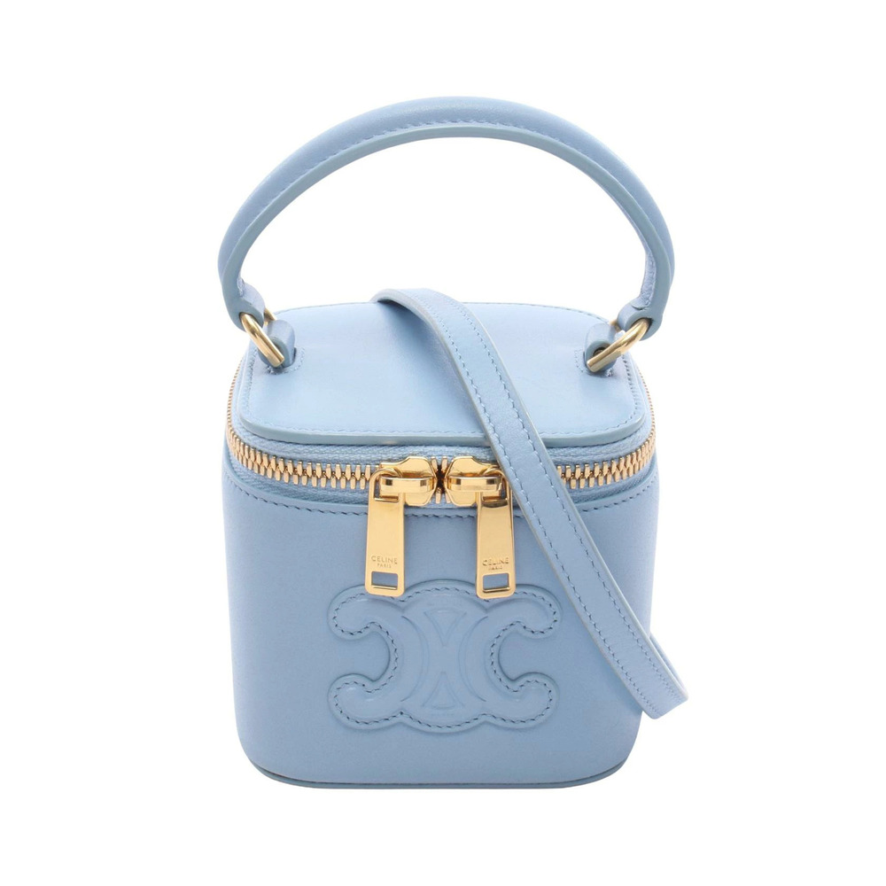 Celine Cuile Triomphe Vanity Case Handbag Leather Blue